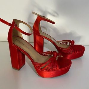 Red chunky heels